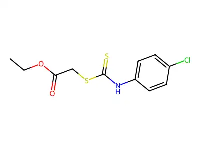 Ethyl 2-((((4-chlorophenyl)amino)thioxomethyl)thio)acetate structure
