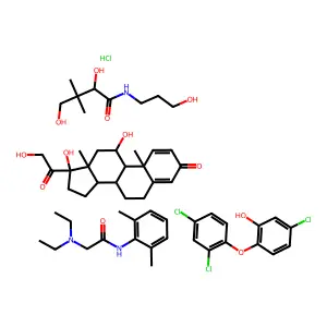 Dexpanthenol mixture with Lidocaine, Prednisolone and Triclosan structure