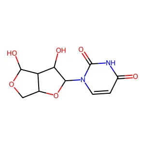 2,4(1H,3H)-Pyrimidinedione, 1-(hexahydro-3,4-dihydroxyfuro(3,4-b)furan-2-yl)- structure