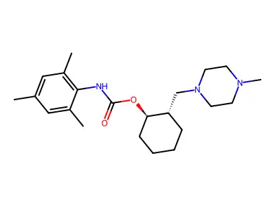 Carbamic acid, (2,4,6-trimethylphenyl)-, 2-((4-methyl-1-piperazinyl)methyl)cyclohexyl ester, trans- structure