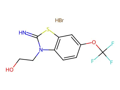 3(2H)-Benzothiazoleethanol, 2-imino-6-(trifluoromethoxy)-, monohydrobromide structure