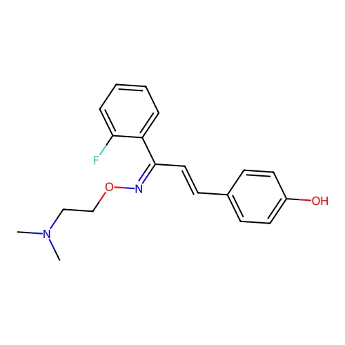 4-[3-[2-(Dimethylamino)ethoxyimino]-3-(2-fluorophenyl)prop-1-enyl]phenol structure