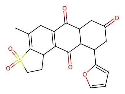 Anthra(2,1-b)thiophene-6,8,11(7H)-trione, 1,2,5,6a,9,10,10a,11b-octahydro-10-(2-furanyl)-4-methyl-, 3,3-dioxide structure