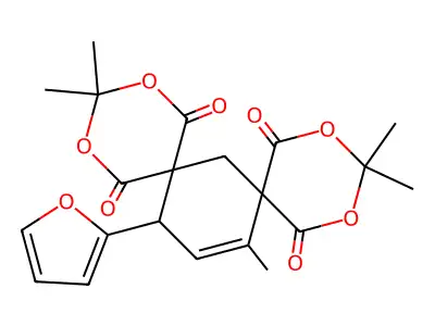 2,4,10,12-Tetraoxadispiro(5.1.5.3)hexadec-14-ene-1,5,9,13-tetrone, 16-(2-furanyl)-3,3,11,11,14-pentamethyl- structure