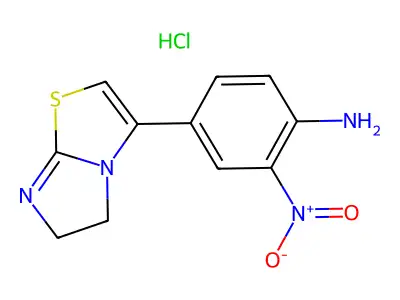 Benzenamine, 4-(5,6-dihydroimidazo(2,1-b)thiazol-3-yl)-2-nitro-, monohydrochloride structure