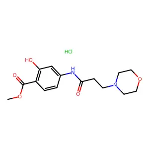 Salicylic acid, 4-(3-morpholinopropionamido)-, methyl ester, hydrochloride structure