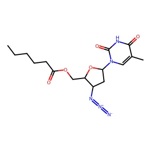 Thymidine, 3'-azido-3'-deoxy-, 5'-hexanoate structure