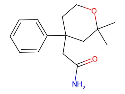 2-(2,2-dimethyl-4-phenyltetrahydro-2H-pyran-4-yl)acetamide structure