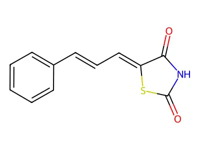 (5Z)-5-[(2E)-3-phenylprop-2-en-1-ylidene]-1,3-thiazolidine-2,4-dione structure