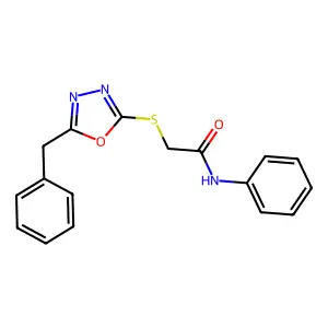 2-((5-Benzyl-1,3,4-oxadiazol-2-yl)thio)-N-phenylacetamide structure