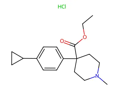 4-Piperidinecarboxylic acid, 4-(4-cyclopropylphenyl)-1-methyl-, ethyl ester, hydrochloride structure