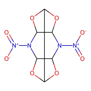 Hexahydro-4,7-dinitro-5,2,6-(epoxymethenoxy)-1,3-dioxolo(4,5-b)pyrazine structure