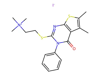 Ethanaminium, 2-((3,4-dihydro-5,6-dimethyl-4-oxo-3-phenylthieno(2,3-d)pyrimidin-2-yl)thio)-N,N,N-trimethyl-, iodide structure