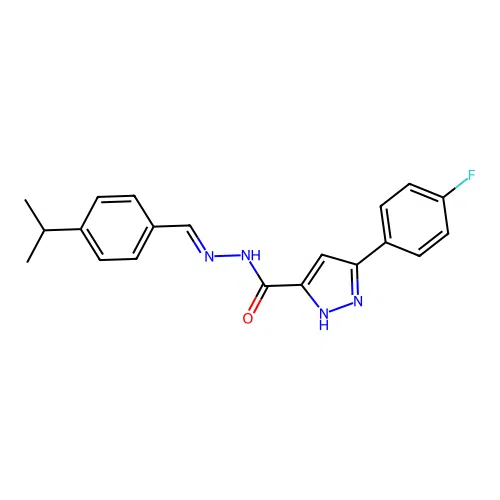 3-(4-fluorophenyl)-N'-{(E)-[4-(propan-2-yl)phenyl]methylidene}-1H-pyrazole-5-carbohydrazide structure