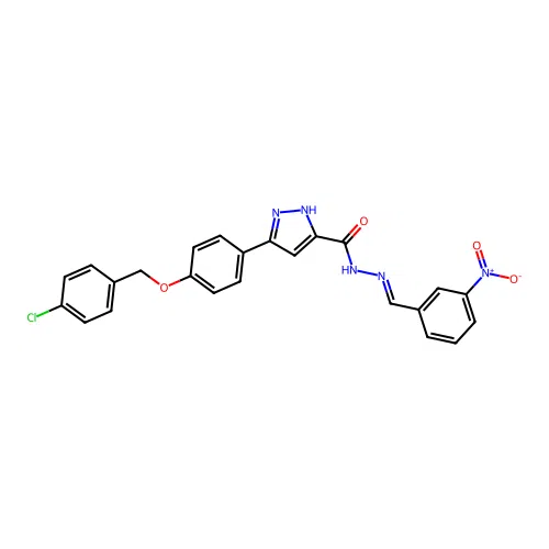3-(4-((4-CL-Benzyl)oxy)PH)-N'-(3-nitrobenzylidene)-1H-pyrazole-5-carbohydrazide structure
