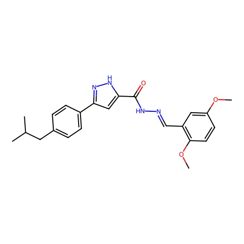 (E)-N'-(2,5-dimethoxybenzylidene)-3-(4-isobutylphenyl)-1H-pyrazole-5-carbohydrazide structure