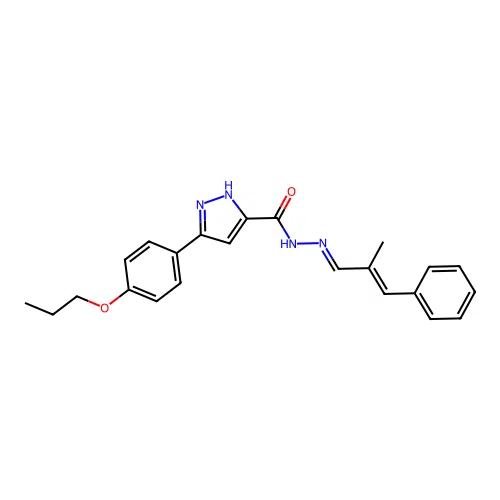 N'-[(1E,2E)-2-methyl-3-phenylprop-2-en-1-ylidene]-3-(4-propoxyphenyl)-1H-pyrazole-5-carbohydrazide structure