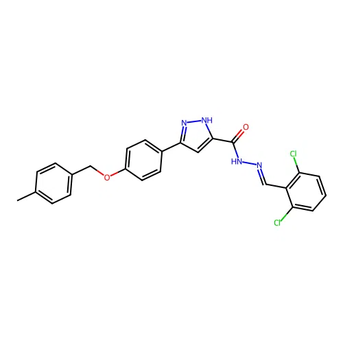 N'-(2,6-DI-CL-Benzylidene)3-(4-((4-ME-benzyl)oxy)PH)1H-pyrazole-5-carbohydrazide structure