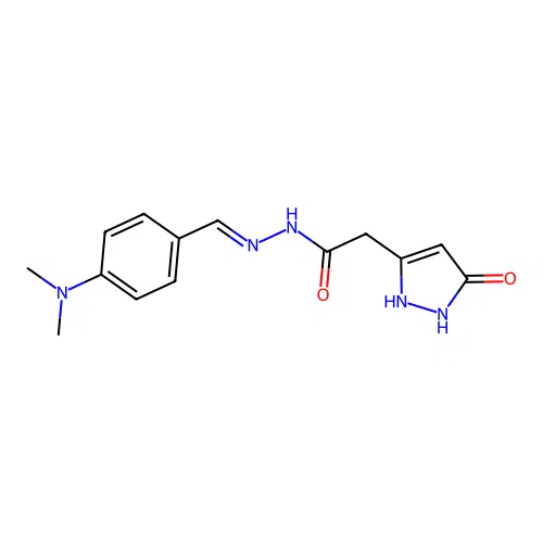 (E)-N'-(4-(dimethylamino)benzylidene)-2-(5-oxo-2,5-dihydro-1H-pyrazol-3-yl)acetohydrazide structure