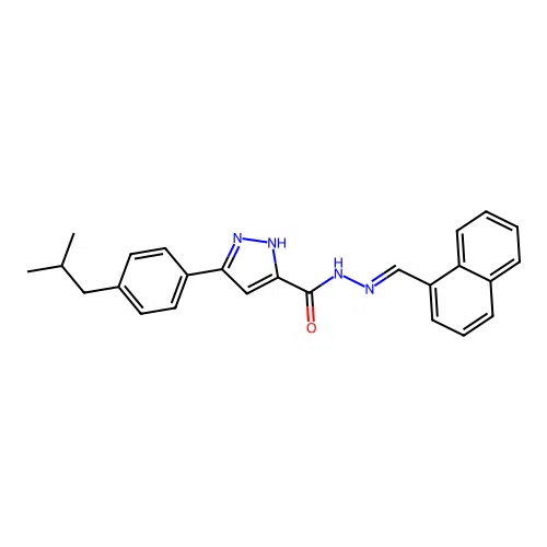 3-(4-isobutylphenyl)-N'-[(E)-1-naphthylmethylidene]-1H-pyrazole-5-carbohydrazide structure