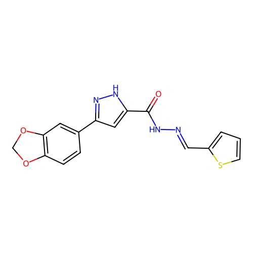 3-(1,3-Benzodioxol-5-YL)-N'-(2-thienylmethylene)-1H-pyrazole-5-carbohydrazide structure
