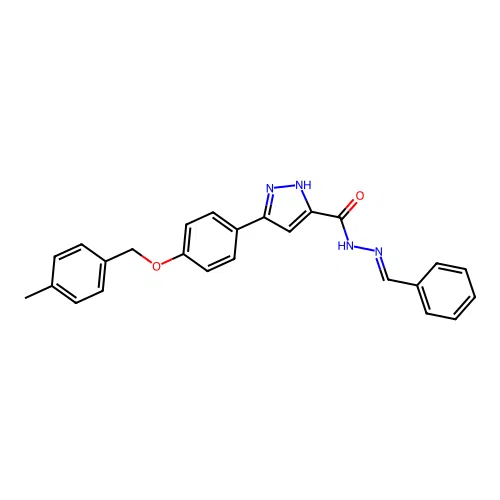 N'-Benzylidene-3-(4-((4-methylbenzyl)oxy)phenyl)-1H-pyrazole-5-carbohydrazide structure