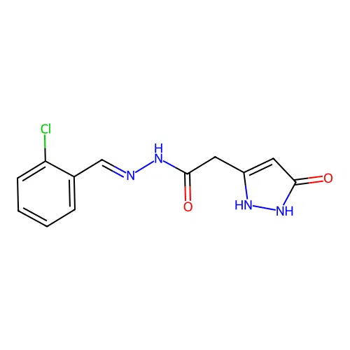 N'-[(E)-(2-chlorophenyl)methylidene]-2-(5-hydroxy-1H-pyrazol-3-yl)acetohydrazide structure