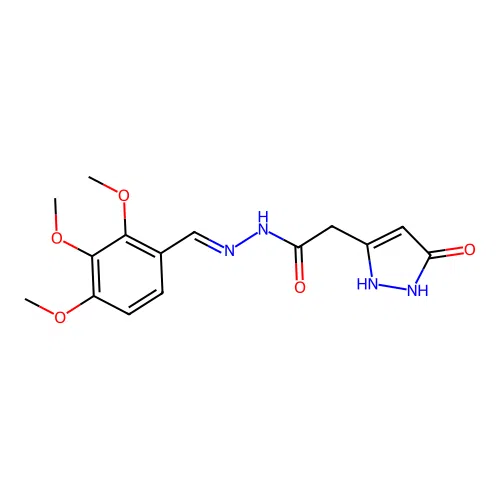 (E)-2-(5-oxo-2,5-dihydro-1H-pyrazol-3-yl)-N'-(2,3,4-trimethoxybenzylidene)acetohydrazide structure