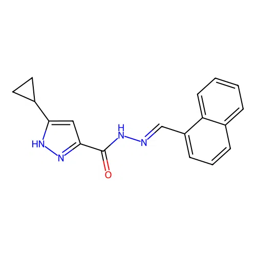 3-cyclopropyl-N'-[(E)-1-naphthylmethylidene]-1H-pyrazole-5-carbohydrazide structure