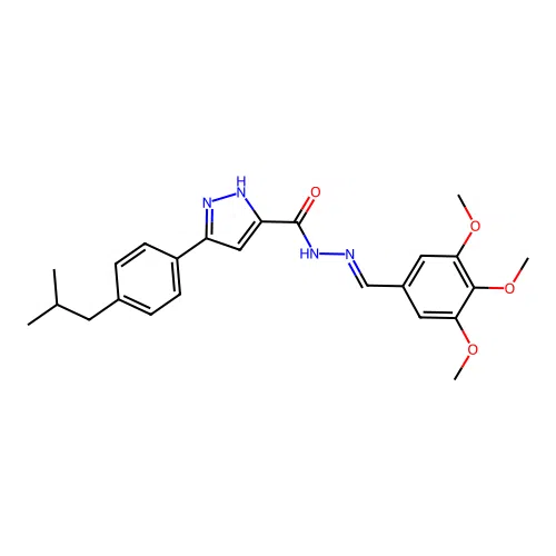 3-[4-(2-methylpropyl)phenyl]-N'-[(E)-(3,4,5-trimethoxyphenyl)methylidene]-1H-pyrazole-5-carbohydrazide structure
