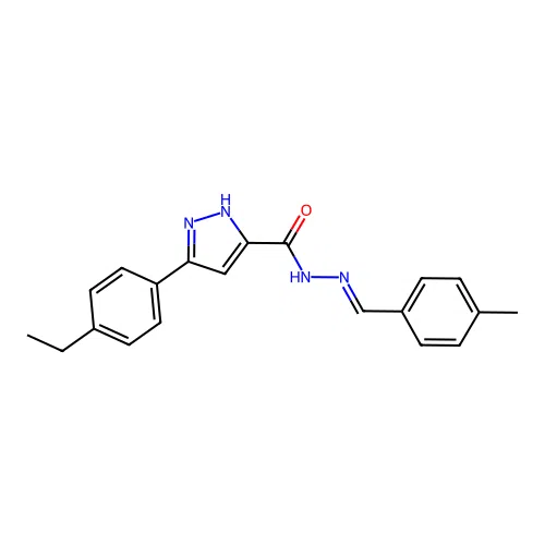 (E)-3-(4-ethylphenyl)-N'-(4-methylbenzylidene)-1H-pyrazole-5-carbohydrazide structure
