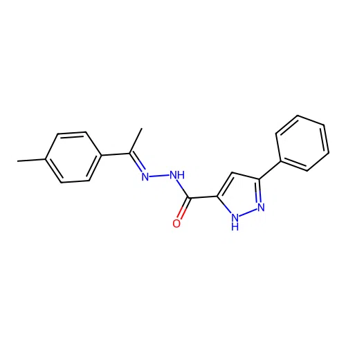 N'-[(1E)-1-(4-methylphenyl)ethylidene]-3-phenyl-1H-pyrazole-5-carbohydrazide structure