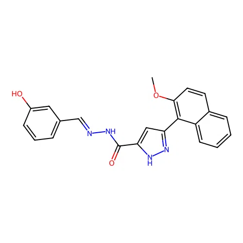 N'-(3-Hydroxybenzylidene)-3-(2-methoxy-1-naphthyl)-1H-pyrazole-5-carbohydrazide structure
