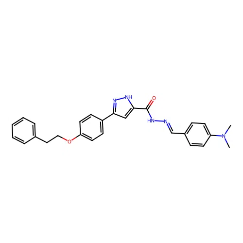 N'-{(E)-[4-(dimethylamino)phenyl]methylidene}-3-[4-(2-phenylethoxy)phenyl]-1H-pyrazole-5-carbohydrazide structure