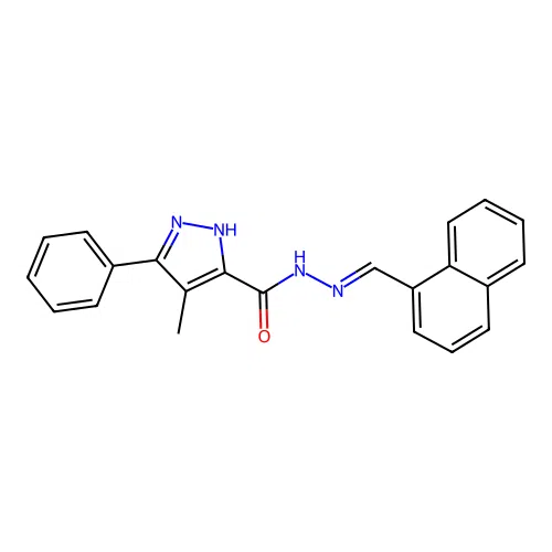 (E)-4-methyl-N'-(naphthalen-1-ylmethylene)-3-phenyl-1H-pyrazole-5-carbohydrazide structure