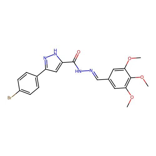 3-(4-bromophenyl)-N'-[(E)-(3,4,5-trimethoxyphenyl)methylidene]-1H-pyrazole-5-carbohydrazide structure