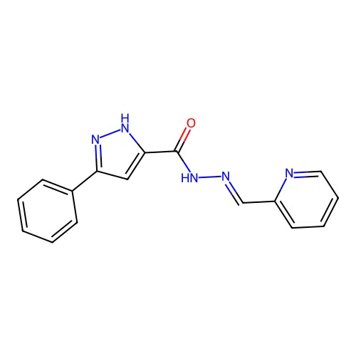 3-phenyl-N'-(2-pyridinylmethylene)-1H-pyrazole-5-carbohydrazide structure