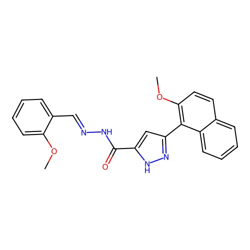 3-(2-methoxynaphthalen-1-yl)-N'-[(E)-(2-methoxyphenyl)methylidene]-1H-pyrazole-5-carbohydrazide structure