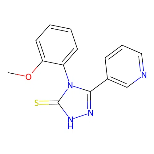 4-(2-methoxyphenyl)-5-(pyridin-3-yl)-2,4-dihydro-3H-1,2,4-triazole-3-thione structure