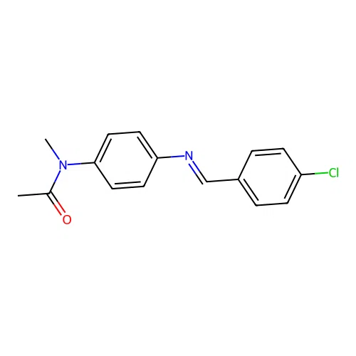 N-{4-[(1E)-2-(4-chlorophenyl)-1-azavinyl]phenyl}-N-methylacetamide structure