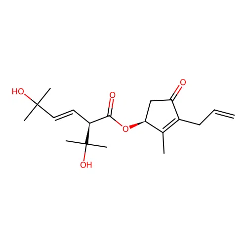 3-Hexenoic acid, 5-hydroxy-2-(1-hydroxy-1-methylethyl)-5-methyl-, 2-methyl-4-oxo-3-(2-propenyl)-2-cyclopenten-1-yl ester, (S-(R*,S*-(E)))- structure