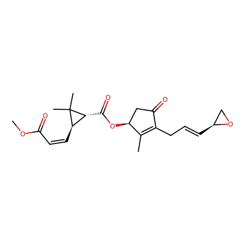 Cyclopropanecarboxylic acid, 3-(3-methoxy-3-oxo-1-propenyl)-2,2-dimethyl-, 2-methyl-3-(3-oxiranyl-2-propenyl)-4-oxo-2-cyclopenten-1-yl ester, (1R-(1alpha(S*(Z(S*))),3beta(E)))- structure