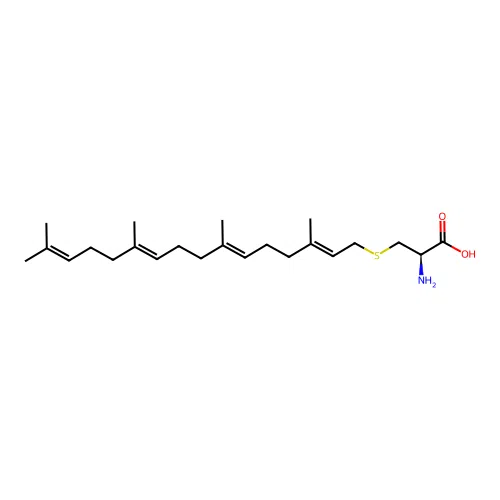 S-((2E,6E,10E)-3,7,11,15-Tetramethyl-2,6,10,14-hexadecatetraen-1-yl)-L-cysteine structure