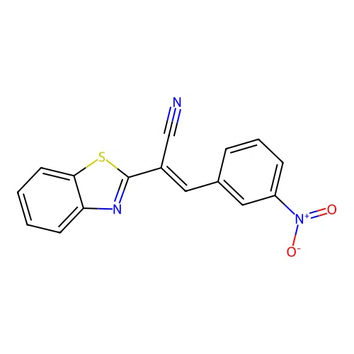 (2E)-2-(1,3-benzothiazol-2-yl)-3-(3-nitrophenyl)prop-2-enenitrile structure