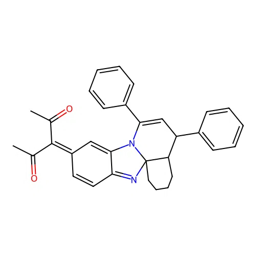 3-(5,7-diphenyl-3,4,4a,5-tetrahydro-1H-benzo[4,5]imidazo[2,1-j]quinolin-10(2H)-ylidene)pentane-2,4-dione structure