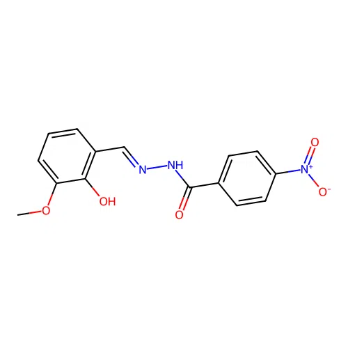 N-[(2-hydroxy-3-methoxyphenyl)methylideneamino]-4-nitrobenzamide structure