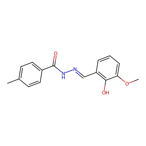 N-[(2-hydroxy-3-methoxyphenyl)methylideneamino]-4-methylbenzamide structure