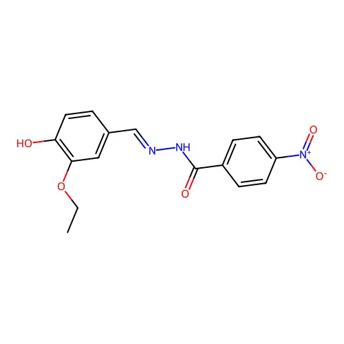 N-[(1Z)-2-(3-ethoxy-4-hydroxyphenyl)-1-azavinyl](4-nitrophenyl)carboxamide structure