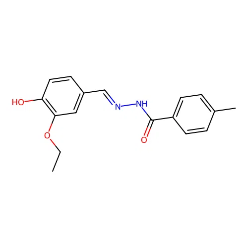 N-[(3-ethoxy-4-hydroxyphenyl)methylideneamino]-4-methylbenzamide structure