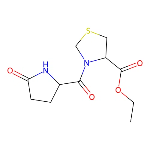 Ethyl 3-(5-oxopyrrolidine-2-carbonyl)thiazolidine-4-carboxylate structure